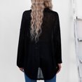 thumbnail image 4 of Cárdigan de punto de longitud media para mujer, Top holgado con solapa y manga larga, botón frontal abierto para otoño, 4 of 6