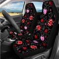 thumbnail image 2 of Pzuqiu 14 Pcs Front Rear Car Seat Cover Steering Wheel Seat Belt Headrest Coasters Center Console Pad Keychain Pink Red Ladybug Automotive Seat Cover Accessories Gift for Women Ladies, 2 of 7