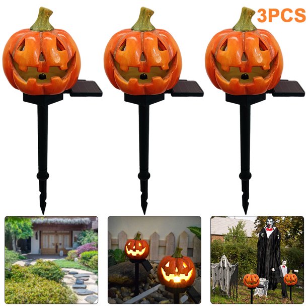 3 Piezas Luces Solares LED Estacas Resina Solar Halloween (C) Rojo