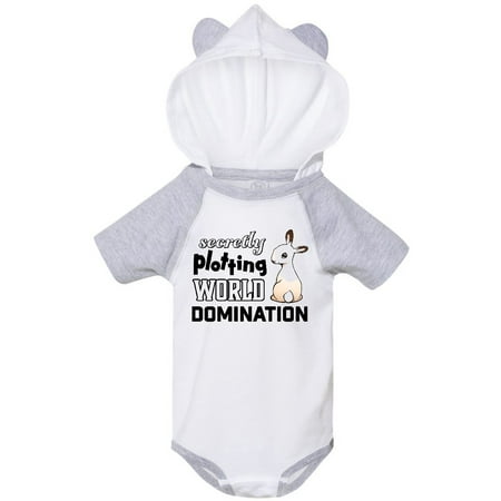 

Inktastic Secretly Plotting World Domination Cute Bunny Gift Baby Boy or Baby Girl Bodysuit