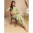 thumbnail image 4 of Janasya Indian Women's Light Green Cotton Floral Straight Co-ord Set, 4 of 5