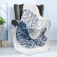 thumbnail image 4 of Sea Soft Flannel Fleece Blanket, Hokusai Inspired Atlantic Ocean Wave Colored Marine Hand Drawn Sketch Plain Background, Cozy Plush for Indoor and Outdoor Use, 50" x 70", Night Blue, by Ambesonne, 4 of 5