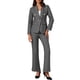 thumbnail image 1 of INSPIRAR CHIC Conjuntos de Dos Piezas para Mujeres Trajes de Pantalones Blazer Elegante Pantalones de Pierna Ancha con Bolsillos Traje Casual de Negocios L Gris, 1 of 6