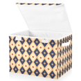 thumbnail image 2 of 40L Lidded Home Storage Bins Foldable Storage Box with Handle for Home Bedroom Closet, Retro Pattern Printed, 2 of 7