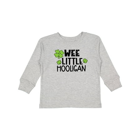 

Inktastic St. Patrick s Day Wee Little Hooligan with Clovers Gift Toddler Boy or Toddler Girl Long Sleeve T-Shirt
