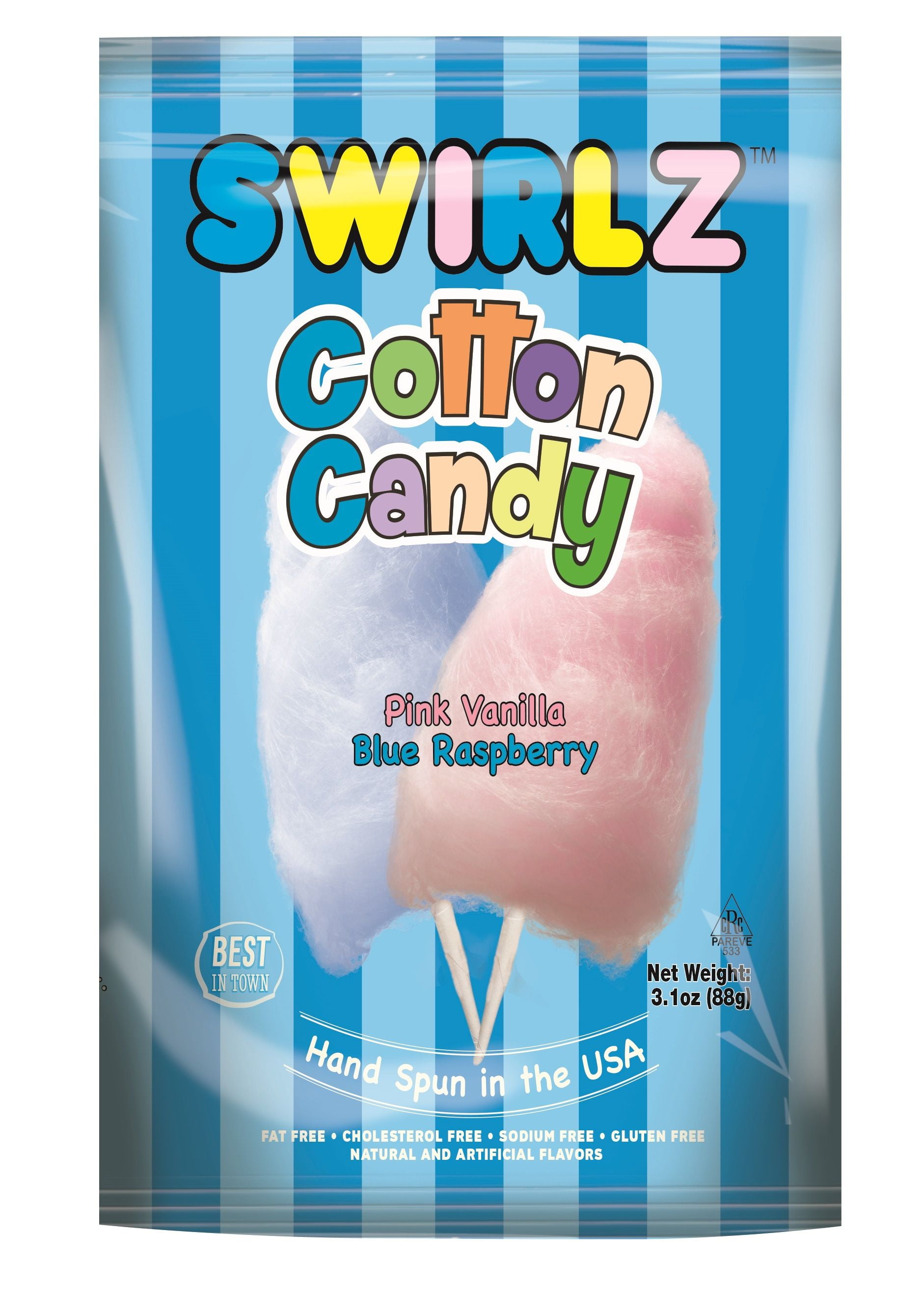 Swirlz Cotton Candy Pink Vanilla and Blue Raspberry, 3.1 Oz (12 Bags