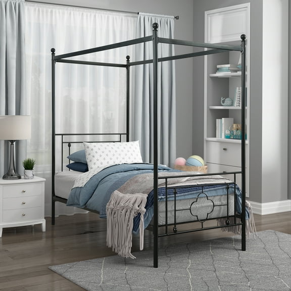 OakvillePark Bijou Qua-Trefoil Metal Platform Bed, Twin, Black