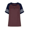 thumbnail image 5 of GERsome Women's Raglan Short Sleeve Crewneck T-Shirt Color Block Tunic Tshirt Casual Loose Blouses Tops, 5 of 6