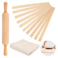 thumbnail image 2 of 12 Pcs Pottery Tools Teaching Set, Include 17inch Slab Roller 10 Pcs Wooden Rolling Pin Guides 1 Linen Tablecloth, 2 of 8