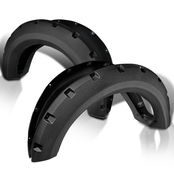 Spec-D Tuning 4PC Front   Rear Black Rugged Texture Bolt-On Pocket Rivet Fender Flares Compatible with 2009-2014 Ford F150 Truck