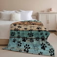 thumbnail image 2 of Throw Blanket for Couch Cute Cat Paws Soft Fleece Flannel Blankets Cozy Lightweight Blanket for Home Sofa Living Room Rustic Teal Brown Wood Bed Throws 40" x 60", 2 of 9