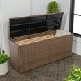 thumbnail image 4 of happimess Nino 59.06" Modern Minimalist Outdoor Faux Wicker Deck and Patio Storage Box, Brown, TRK1002B, 4 of 11