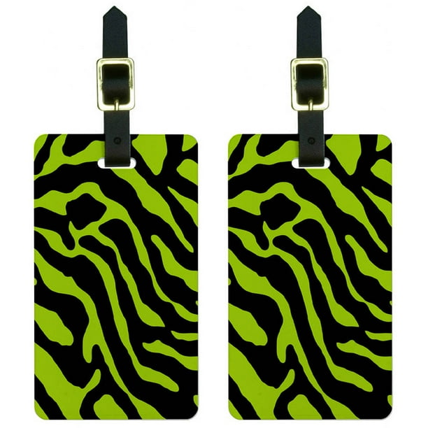 Graphics and More - Zebra Print Lime Green Luggage Tags Suitcase Carry