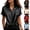 #01 Black, variant on Womens Silky Satin Blouse Button Down Collared Short Sleeve Twist Hem Shirts Silky Soft Work Office Casual Tops,XXL,#01 Beige
