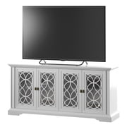 Twin Star Home Sideboard with Tempered Glass Panels in White