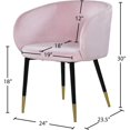 thumbnail image 4 of Meridian Furniture Chaise de Salle à Manger en Velours Rose, 4 of 5