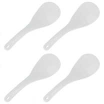 4X Kitchen Dotted White Plastic Flat Rice Scoop Paddle Meal Spoon