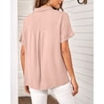 thumbnail image 3 of Blusa suelta con cuello en V, manga corta informal para mujer, top rosa de verano, 3 of 6