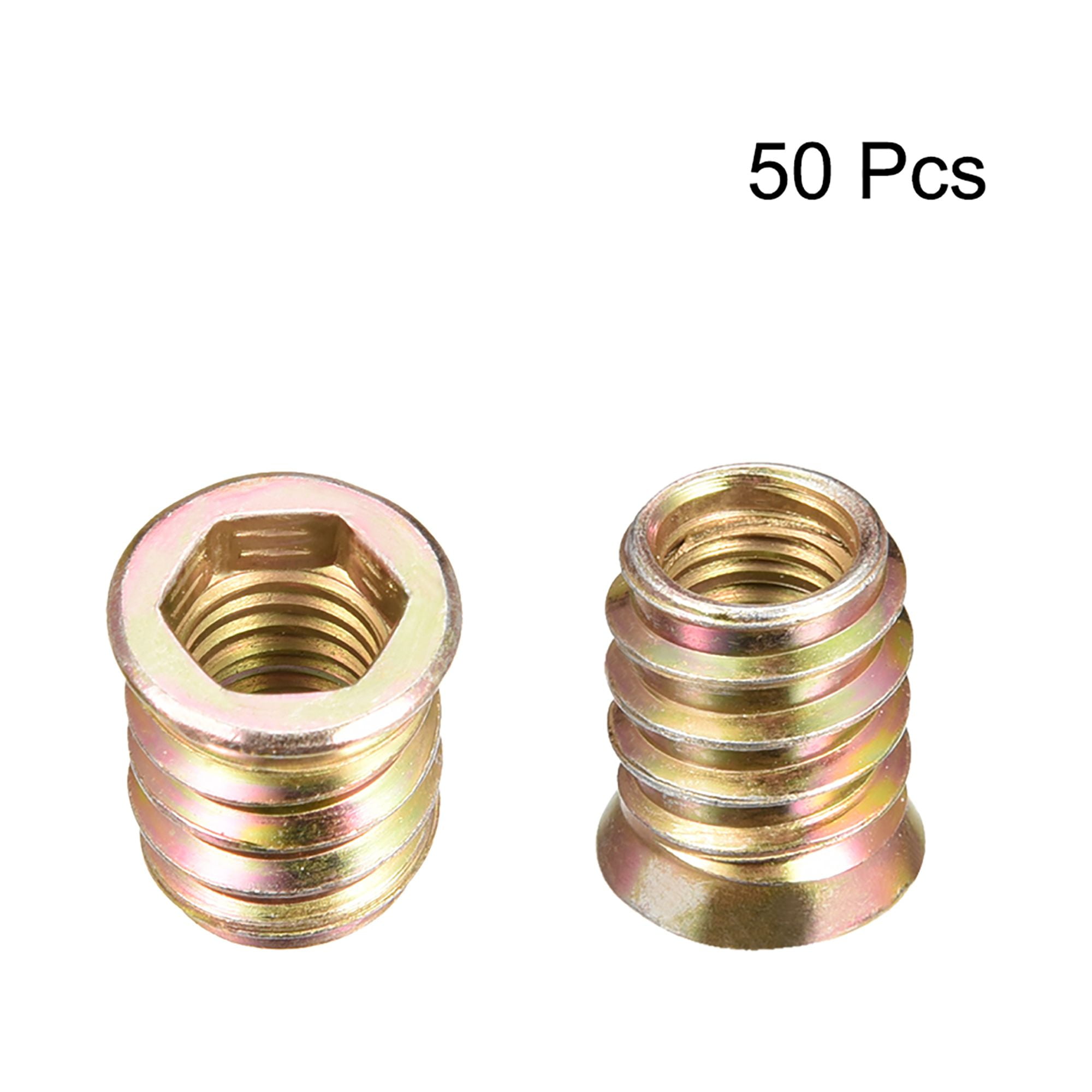 M10x20mm Threaded Insert Nuts Carbon Steel Zinc Plated 50 Pack