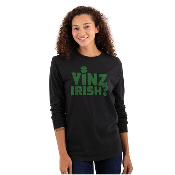 Yinz Irish Funny St Patrick's Day Long Sleeve TShirt Men Women Brisco Brands S