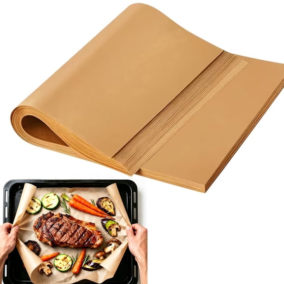 100pcs 12x16 inch Unbleached Parchment Paper Sheets for baking, Heavy Duty Precut Parchment Paper Half Sheet Pans, Brown Non-Stick liners for Oven, Cooking & Wrapping Food, Air Fryer Liners