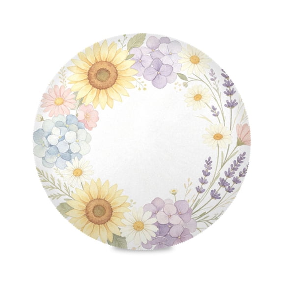 15" Sunflower Printed Round Placemats Set of 1 Heat Resistant Table Mat for Kitchen for Party Deco