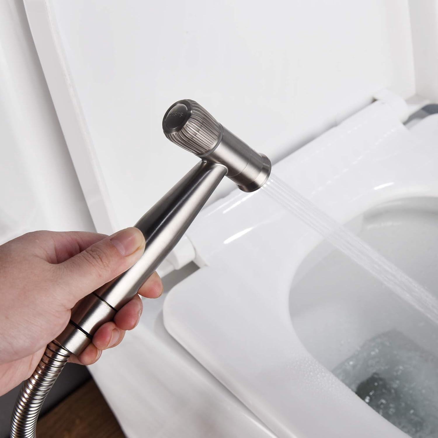 ABCISI Stainless Steel Bidet Toilet Sprayer, Multipurpose Sprayer for Cloth Diaper Sprayer Hygienic Sprayer Pet Shower Sprayer, Pressure Adjustable Handheld Bidet Sprayer Head Only, Brushed Nickel