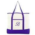 thumbnail image 2 of DALIX Women's Canvas Tote Bag Shoulder Bags Open Top Purple Monogram B, 2 of 8