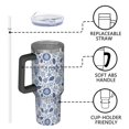 thumbnail image 4 of 40oz Pioneer Flower Floral Print Pattern Insulated Tumbler with Handle, BPA-Free Leak Proof Lid and Straws, Double Wall Vacuum, Hot 12h/Cold 34h, 4 of 6