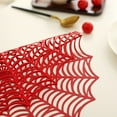 thumbnail image 6 of Summercome Halloween Spider Web Placemats, Round Double-Sided Hollow Cobweb Heat Insulation Place Mats Gothic Halloween Table Placemats Party Kitchen Dining Centerpiece Table Decorations 15", Red, 6 of 6