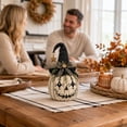 thumbnail image 4 of Halloween Tabletop Pumpkin Decoration, Vintage Spooky‑Face Pumpkin Figurine with Witch Hat, Plaid Bow and Hanging Star Pendant, 4 of 9