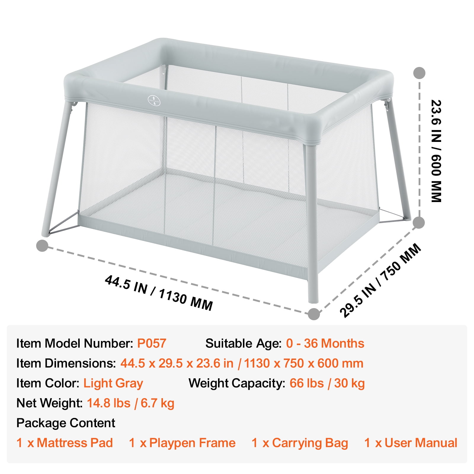 KFFKFF Portable Infant Playpen & Sleeping Cot, Includes Comfy Mattress, Breathable Mesh Sides, and Carry Bag, Foldable Design for Easy Travel, Suitable for Newborns to 3-Year-Olds, Ideal for Home