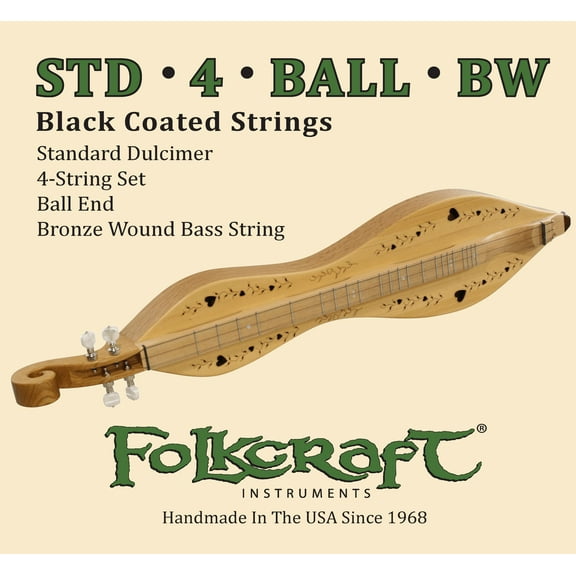 Folkcraft® Black Coated Mountain Dulcimer String Set, Ball Ends (.011" .011" .013" .024"BW)