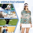 thumbnail image 6 of Uorisanigo Mandala Dragonfly Long Sleeve Golf Polo Shirts for Women Size L Relaxed Fashionable Athletic Polo Workout Tops with Zipper Versatile Size L, 6 of 7
