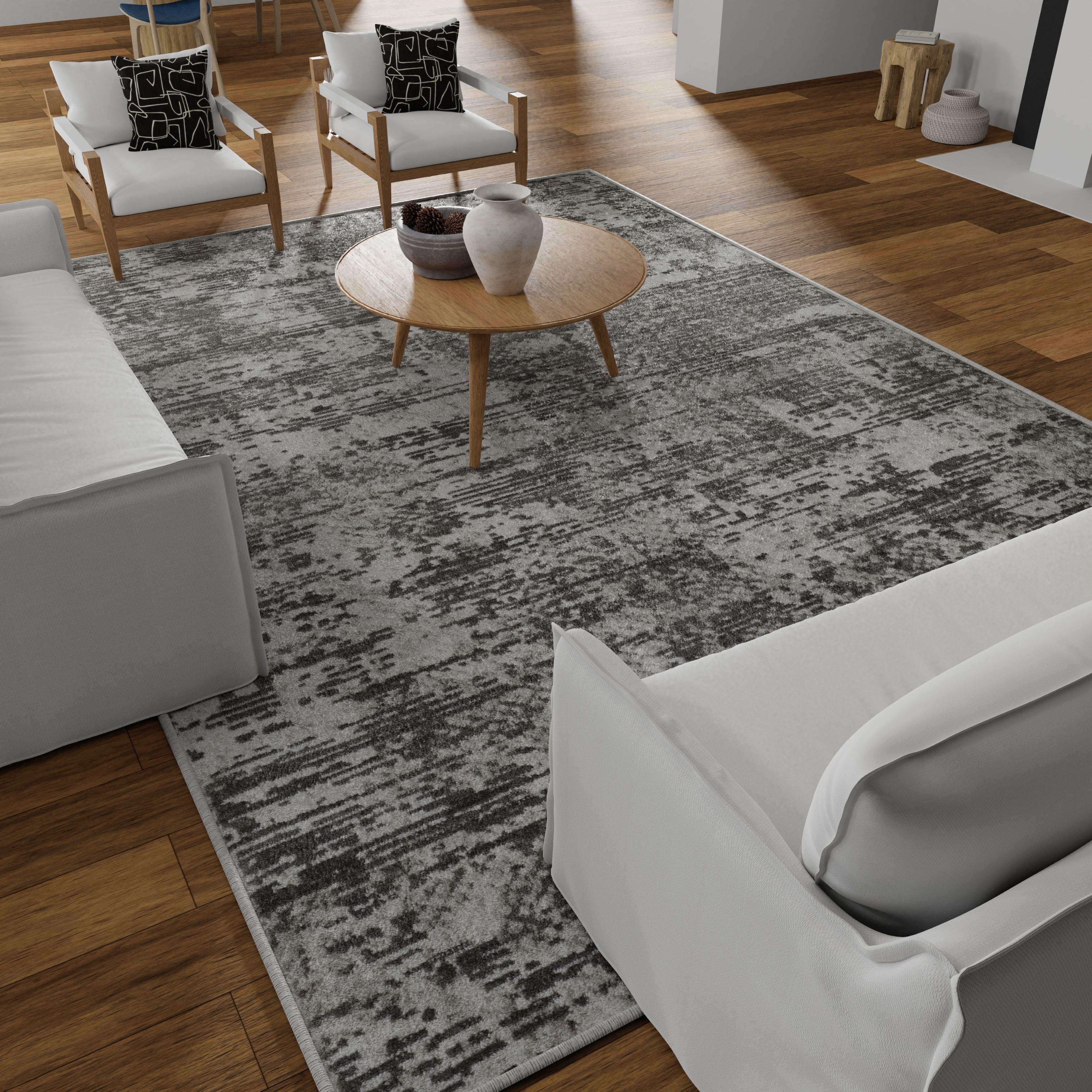 Loomaknoti Rhane Afrey 2' x 7' Gray Abstract Indoor polypropylene Runner Rug
