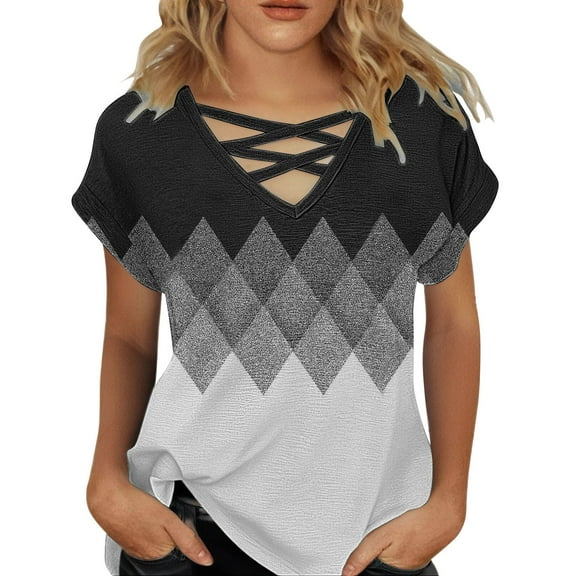 yunLCZ Women Shirts Womens Summer Tops Short Sleeve Shirts V Neck Tshirts Loose Casual Tunic Blouses Tees