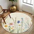 thumbnail image 3 of Spring Floral Round Rugs 8ft, Summer Farmhouse Vintage Botanical Non Slip Washable Rug Runner, Low Pile Indoor Floor Carpet Mat Bathroom Rugs for Living Room, Bedroom, Kids Room, 3 of 9
