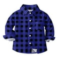 thumbnail image 6 of Toddler Boys Girls Plaid Shirts Back to School Long Sleeve Button Down Shirt Dressy Fall Spring Casual Going Out Tops, Dark Blue, 5 Years, 6 of 6
