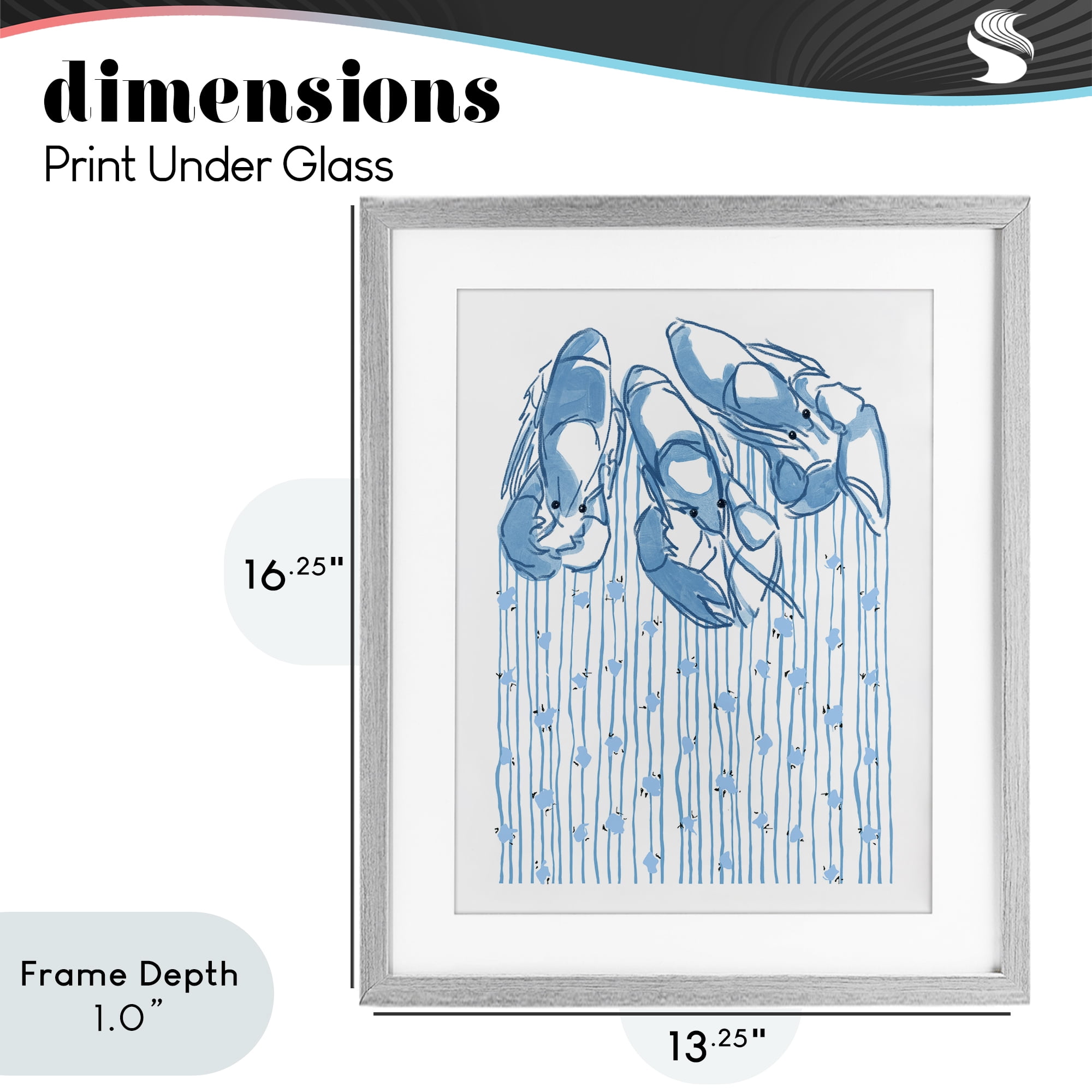 Stupell Industries Lobster Trio with Strings Gray Framed Print Under Glass, design by Melissa Tilley