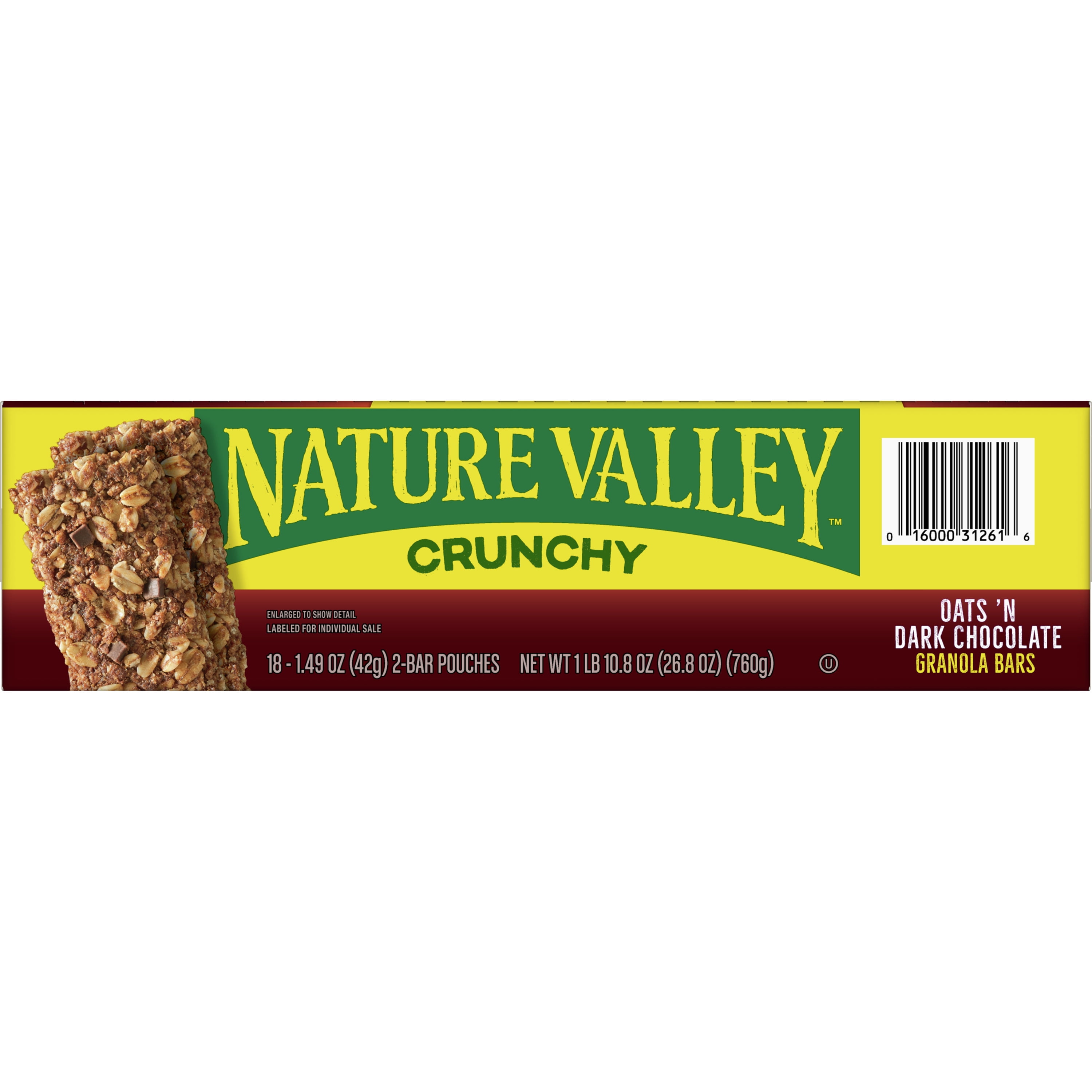 Nature Valley Crunchy Oats 'n Dark Chocolate Granola Bars, 36 Bars, 26.82 OZ  (18 Pouches)