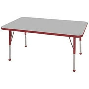 Early Childhood Resources ELR14110P6X12-GRDSB 30 x 48 in. Rectangular Activity Table with Standard Legs & 6 x 12 in. Chairs, Ball Glides - Gray & Red