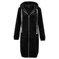 thumbnail image 2 of Fimkaul Women's Winter Coats Long Sleeve Casual Tops Fashion Solid Cardigan Hooded Mid Length Jackets Coat Black L, 2 of 7