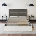 thumbnail image 1 of Storage Wood Bed with Headboard (Bark Grey and White) - Full, 1 of 2