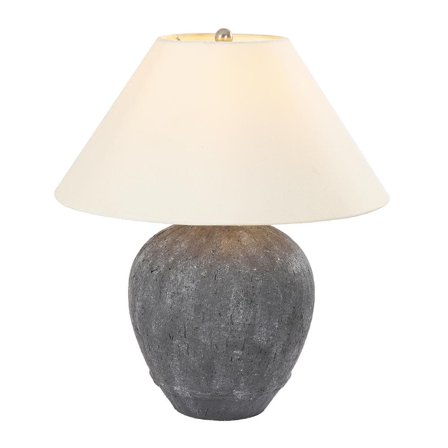 21.6 in. Dark Gray Ceramic Table Lamp with Cone-Shaped Lampshade (Set of 1)