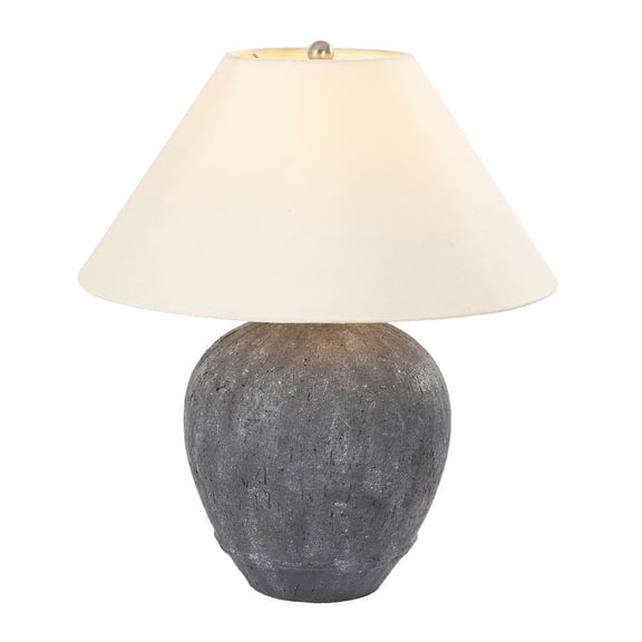 21.6 in. Dark Gray Ceramic Table Lamp with Cone-Shaped Lampshade (Set of 1)