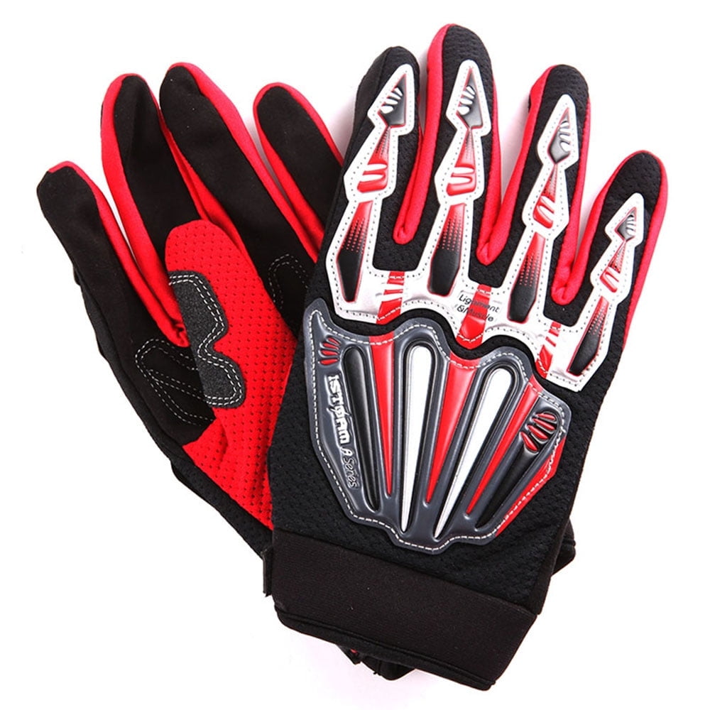 1Storm Adult Motocross Helmet BMX MX ATV Dirt Bike Helmet Racing Style HF801 + Goggle + Gloves Bundle; Sonic Red
