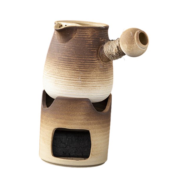 Tetera de cerámica con infusor de té y calentador de tetera, tetera de hojas de té sueltas y florecientes con mango en cuerda para Picnic en , 1000ml Marrón perfecl Tetera