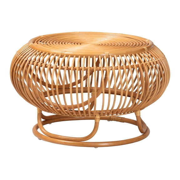 bali & pari Adeola Round Lantern-Shaped Rattan Coffee Table