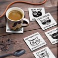 thumbnail image 3 of Inkdotpot Set of 6 Drink Coasters DecorativeNon,SlipCork Base4-inch Square PrintedCoastersEasy Clean- Cat Quotes, 3 of 8