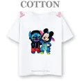 thumbnail image 3 of Camiseta de algodón para niños, camisetas de Disney Stitch y Mickey Mouse para niños, camisetas de verano a la moda, cuello redondo, camiseta informal de manga corta, 3 of 5